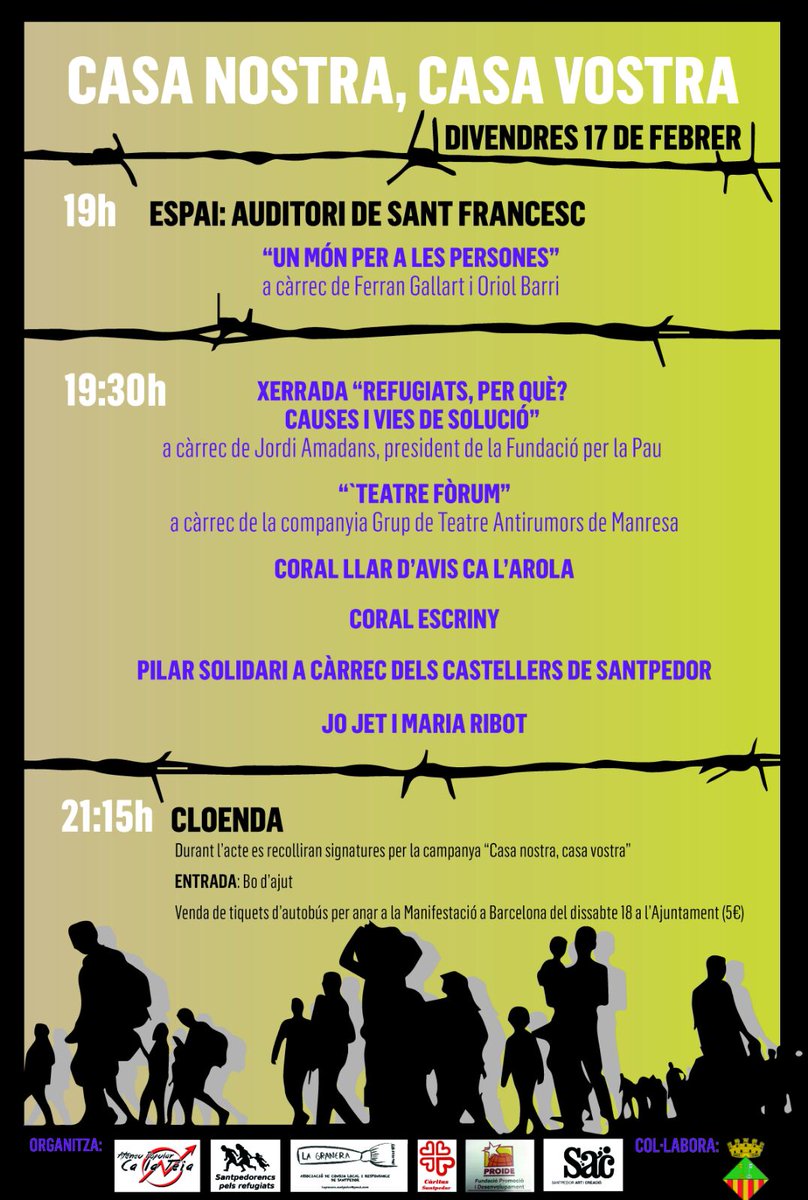 UCFRBages's tweet photo. #VolemAcollir a #Santpedor Acte a favor de les refugiades. Participem amb teatre #AntiRumors https://t.co/THMKmuj7Zi