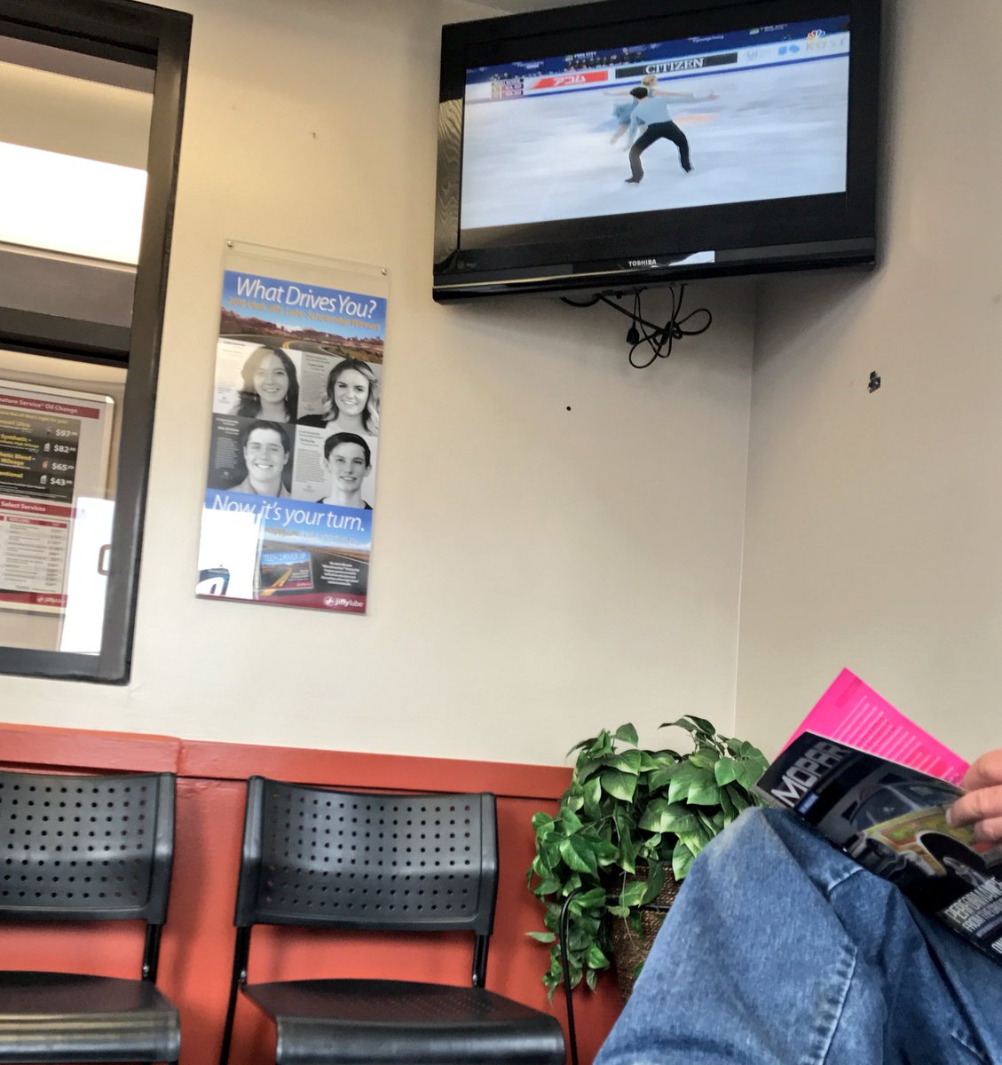 AshVsTheRobots's tweet photo. My hormones are clearly heightened as I cry during a figure skating routine while sitting inside of a jiffy lube lobby. #frail https://t.co/4oWFB85L5R