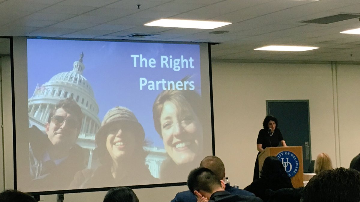 DelawareGlobal's tweet photo. Words of wisdom from @AndreaTinianow, "Look for opportunities to embrace! Find the right partners to fight along side of you." #UDMBASA https://t.co/wnDGWUagPm