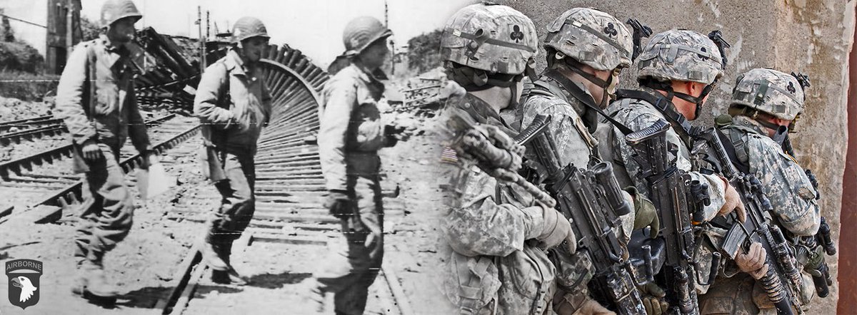 USArmy's tweet photo. During #WWII, @101stAASLTDIV made Soldiers stencil symbols on their helmets for quick regrouping after a jump - they still do this today https://t.co/2KXgLkGI2J