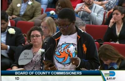 MiamiWorkersCtr's tweet photo. June & Karla asking #MiamiDade Commission to protect immigrant families and #DomesticWorkers @domesticworkers #MiamiFightsBack #AltoGimenez https://t.co/Ex0plRmQdf