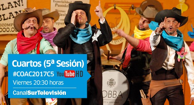 canalsur's tweet photo. Y ahora 🔜 5ª sesión de Cuartos del #COAC2017C5 en #CanalSurTV. Síguenos también por Internet vía #YoutubeHD 🔴 en https://t.co/dS8RjZPUWE https://t.co/zfZD1kdL13