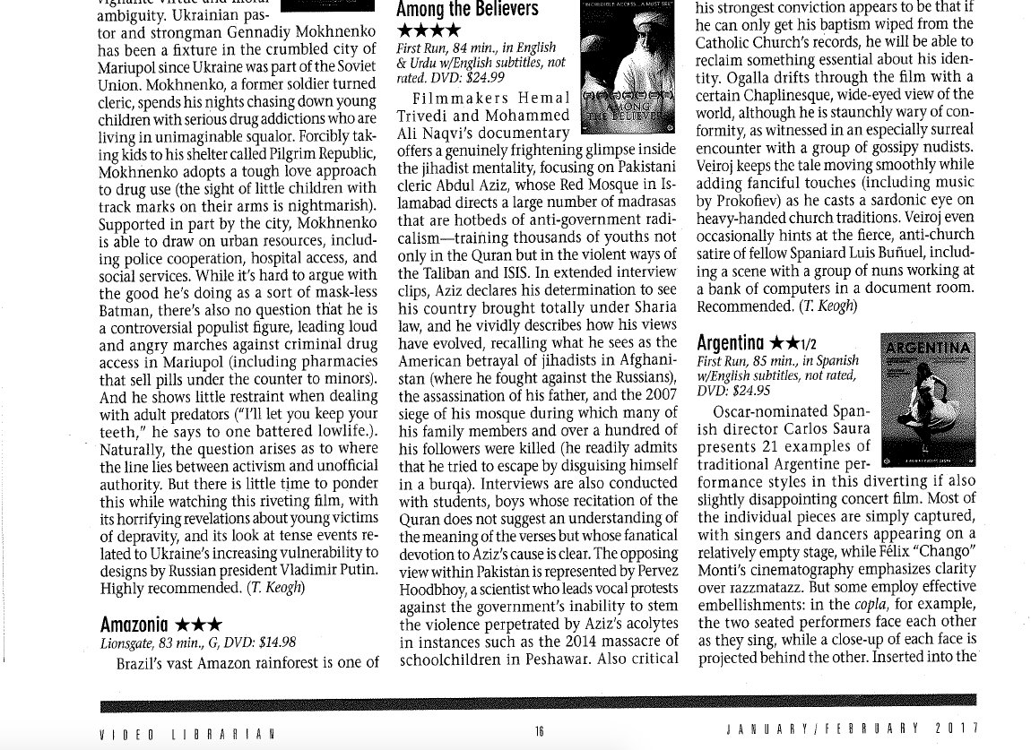 ATB_film's tweet photo. #fridayreads: #AMONGTHEBELIEVERS makes #VideoLibrarian #EditorsChoice. Review by #FSwietek. Read below. @FirstRun @manaqvi @HemalFilm https://t.co/aceXrNRv26
