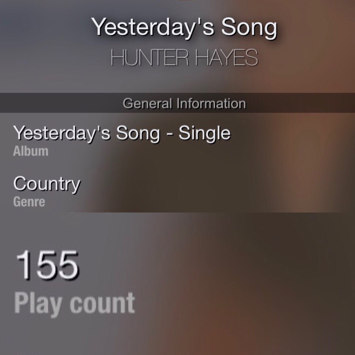 foreverhayniac1's tweet photo. All day, everyday, jammin to Yesterdays Song by @HunterHayes 😊 #PlayCount #155 https://t.co/UIQKA3aTmO