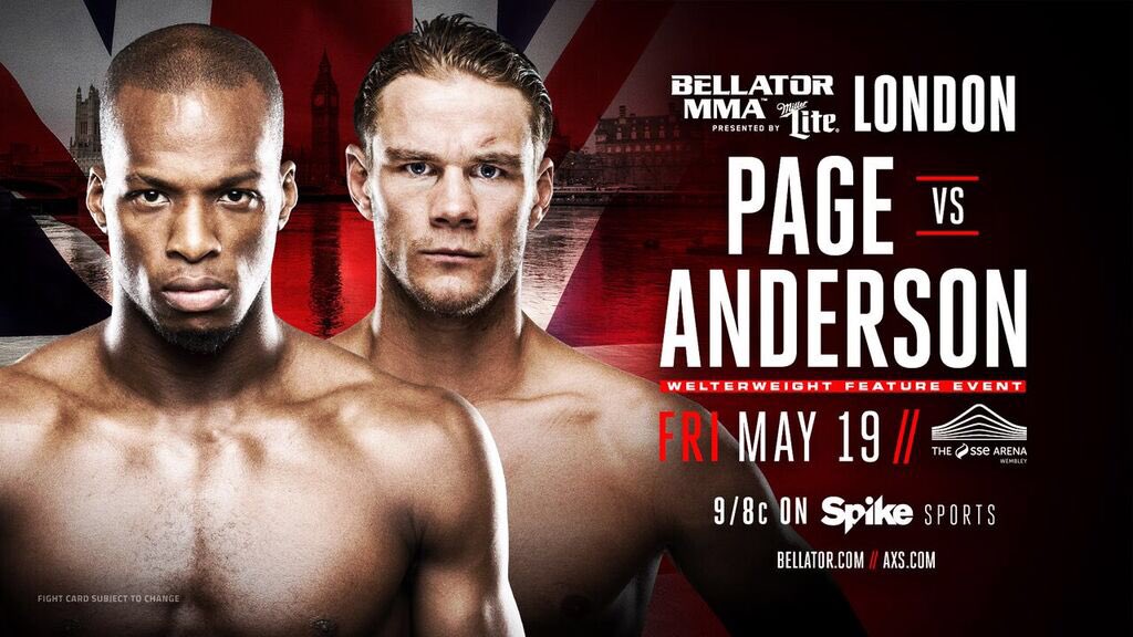 BellatorMMA's tweet photo. BREAKING! @Michaelpage247 vs @DerekBarbaric set for #Bellator179 in London! @spike https://t.co/2AapeIVyzu