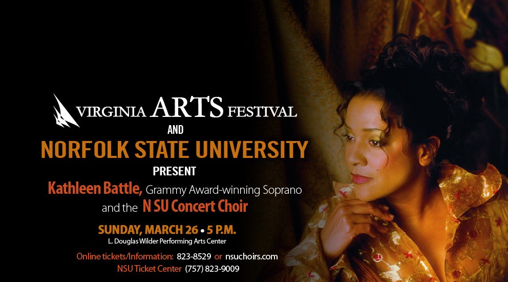 Norfolkstate's tweet photo. The VA Arts Festival &amp; NSU present Grammy Award-winning Soprano Kathleen Battle and the NSU Choir.  #nsuchoir https://t.co/FzbPwRQUOT