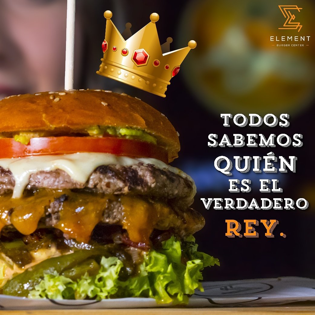 ElementburgerC's tweet photo. No te dejes engañar: ¡Todos sabemos quién es el verdadero Rey de las hamburguesas!
#ElementBurgerCenter 🍔🍔🍔 https://t.co/1KHfzJ12Jm
