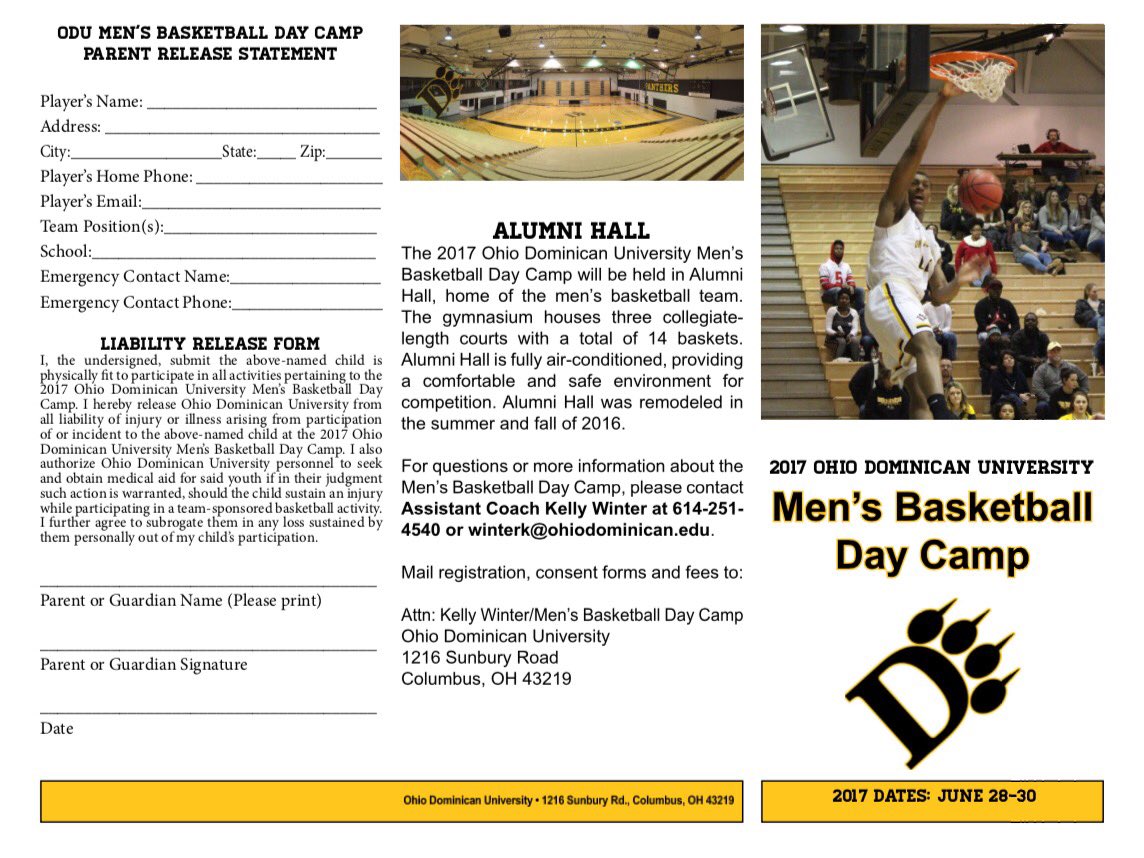 C_Houli1's tweet photo. ATTENTION: Ohio Dominican Men's Basketball has released their Annual Kids Camp brochure! #ODUHoops #OneHeart π https://t.co/UknI2B3YUy