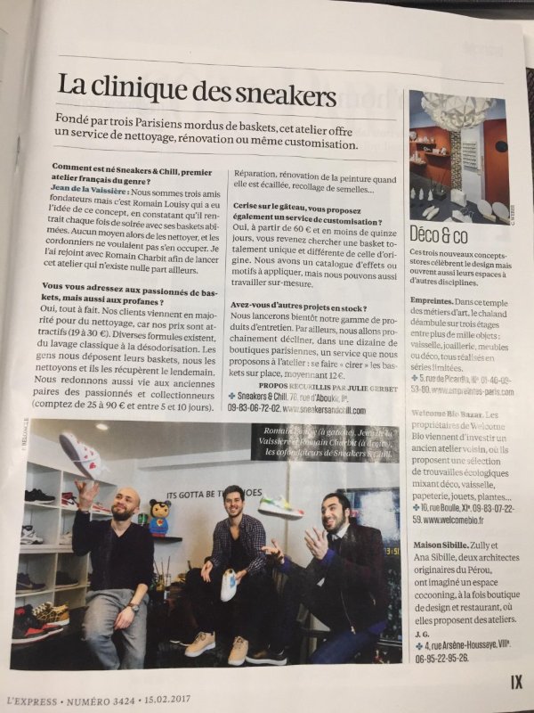 Retrouvez nous dans <a href="/LEXPRESS/">L'Express</a> cette semaine :) #cliniquedessneakers #nettoyage #renovation #customisation