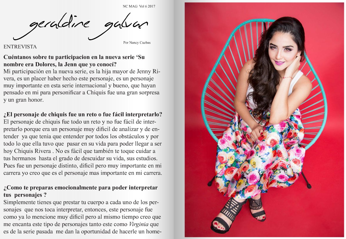 LatinIconos's tweet photo. Les compartimos la entrevista de @geraldinegalvan en la revista #NCMagazine https://t.co/h1RN88CqLx https://t.co/2iwqu4QRPK