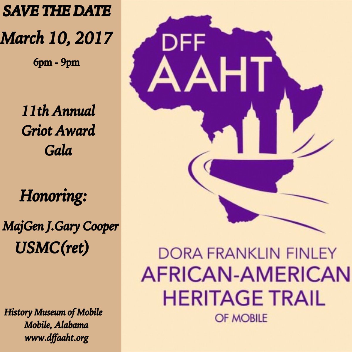 dffaaht1's tweet photo. If you love history,love the city of Mobile&amp;want to celebrate a US hero,please join us, March 10th. #DFFAAHT @LOCAL15NEWS @WKRG @FOX10News https://t.co/ZfgE7nNwkU