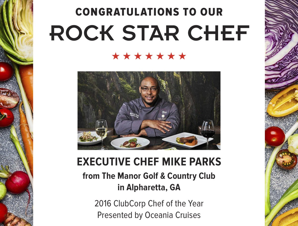 Congrats Executive Chef Mike Parks, ClubCorp Chef of the Year, presented by Oceania Cruises! Join his cruise: 855.OCEANIA (855.623.2642)