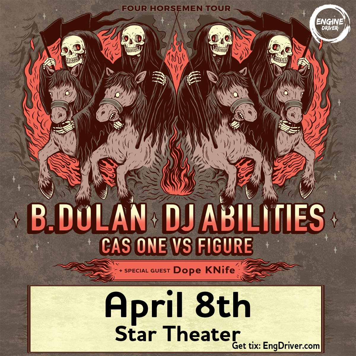 🎶 Engine Driver 🎶 (@enginedriverwc) on Twitter photo #JustAnnounced:#FourHorsemenTour ft. @BDolanSFR, <a href="/djabilities/">Dj Abilities</a>, <a href="/casOne1/">ゆのしあ🐬【荒野行動アカウント販売/垢買取】実績1000⤴︎⚠️偽物発生中⚠️</a> vs. <a href="/ImFigure/">FIGURE</a>, & <a href="/DopeKnife/">The Dope One</a> in #PDX.Get tix: ticketf.ly/2m3PJCu #JustAnnounced:#FourHorsemenTour ft. @BDolanSFR, <a href="/djabilities/">Dj Abilities</a>, <a href="/casOne1/">ゆのしあ🐬【荒野行動アカウント販売/垢買取】実績1000⤴︎⚠️偽物発生中⚠️</a> vs. <a href="/ImFigure/">FIGURE</a>, & <a href="/DopeKnife/">The Dope One</a> in #PDX.Get tix: ticketf.ly/2m3PJCu
