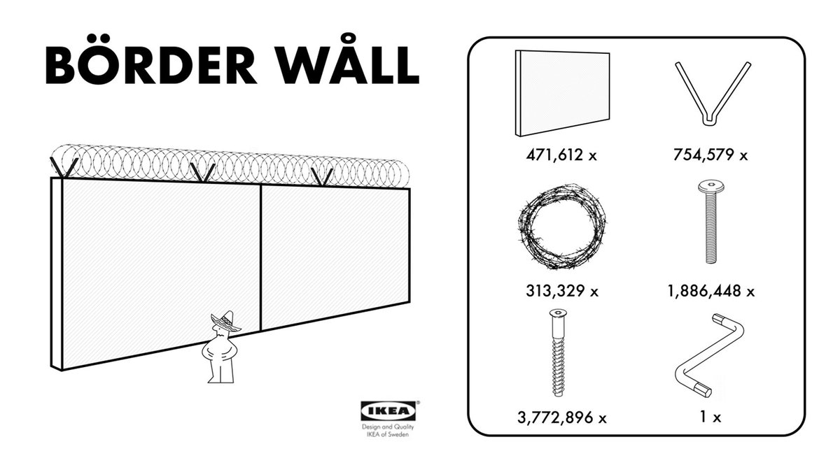 dezeen's tweet photo. IKEA Börder Wåll provides Trump with affordable construction option: https://t.co/xD9A4HN3Ul https://t.co/ZdzBsLjMj0