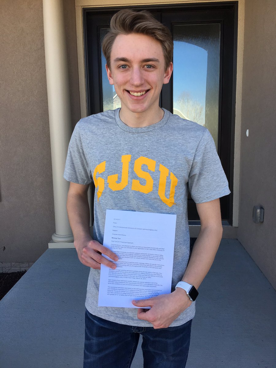 JustinASindelar's tweet photo. I'm excited to announce I'll be continuing my career of marketing &amp; design at San Jose State University this fall! #SJSUsaidYES 💙💛 https://t.co/mbLdhuFrQJ