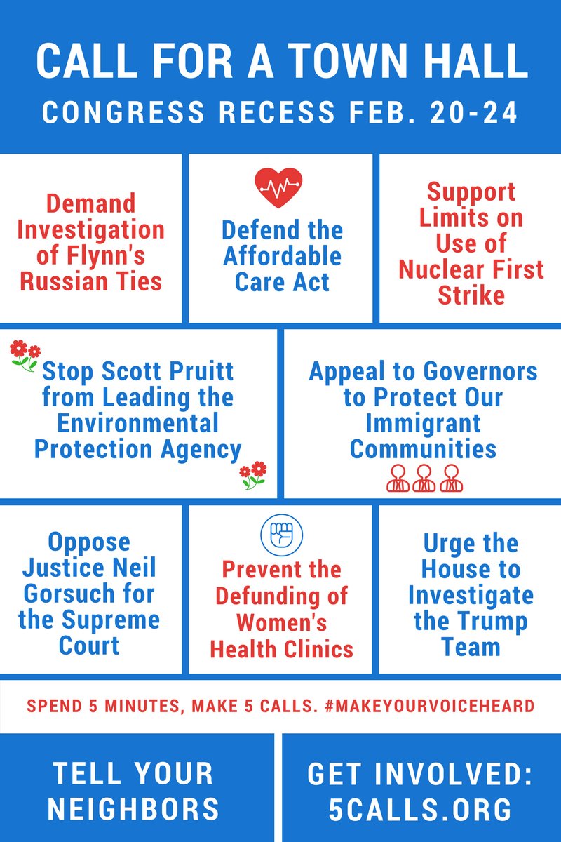 make5calls's tweet photo. 📝 Be prepared for the #TownHallForAll!
🗣️ What issues are you going to ask?
☎️ https://t.co/C6PyzJpf2A
#Resist #MakeYourVoice Heard https://t.co/Mgyf4lv1pd