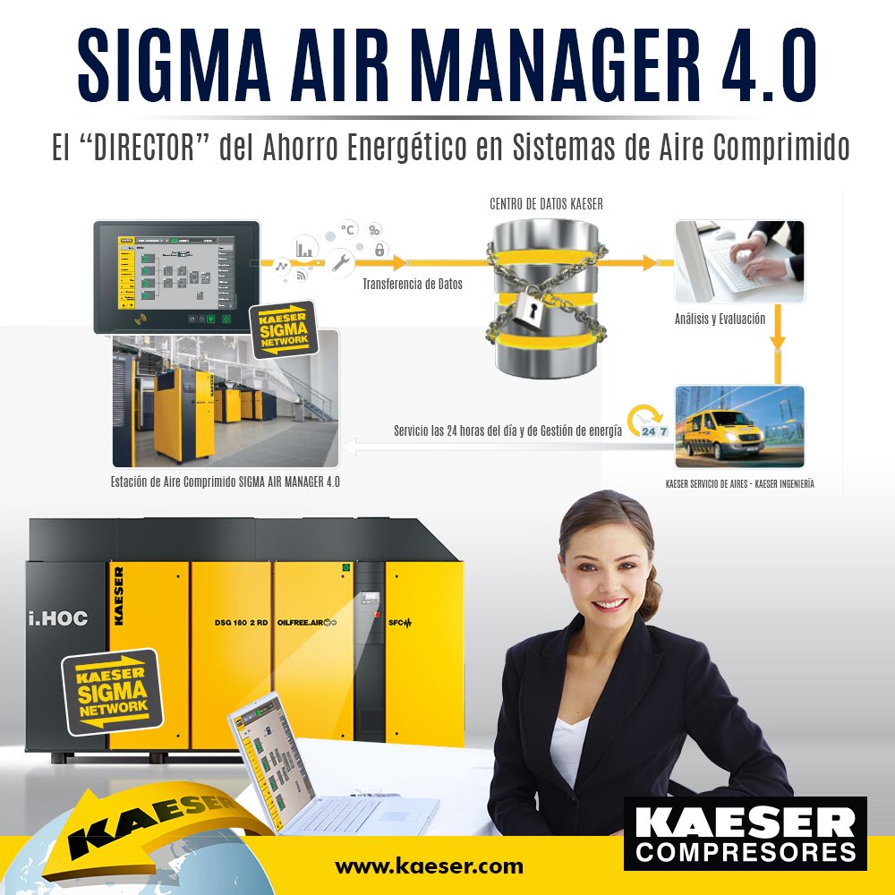 Kaeser_CA's tweet photo. Sigma Air Manager 4.0, Innovación en Ahorro Energético en Sistemas de Aire Comprimido!!
#KaeserCompresores
#SAM4.0 https://t.co/2eQZ8tqxMo