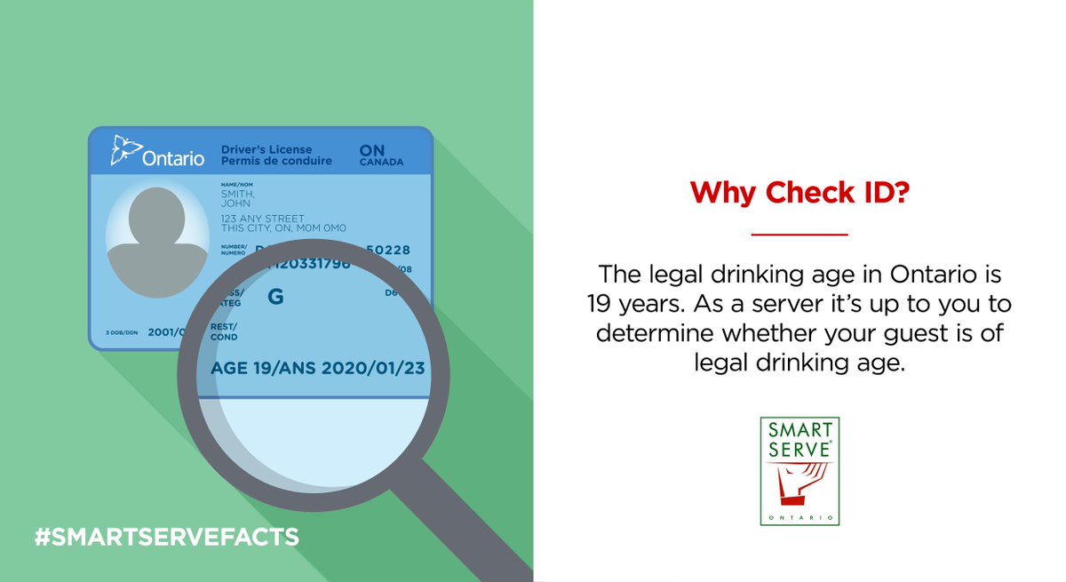 smartserve's tweet image. #smartservefacts it's up to the server to determine if your guest is of the legal drinking age bit.ly/AGCOLicenceLine
