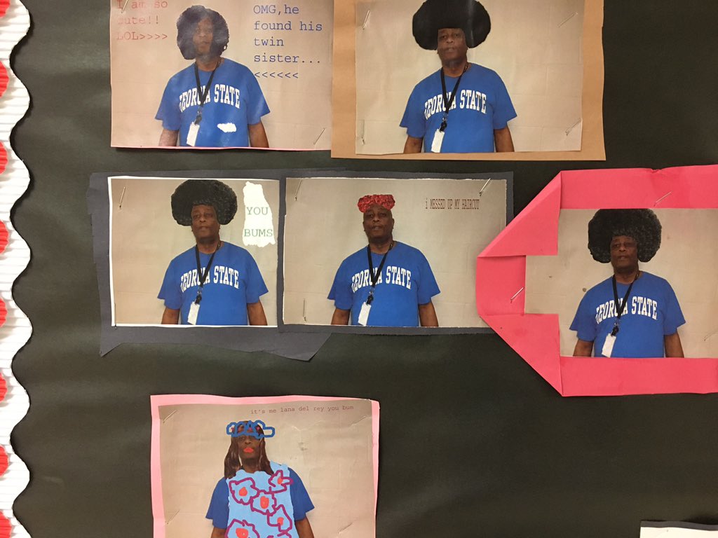 AMSlibraryFitz's tweet photo. Mrs K-J's students photoshopping Mr Miller @alief_middle https://t.co/Ht58tA16g5
