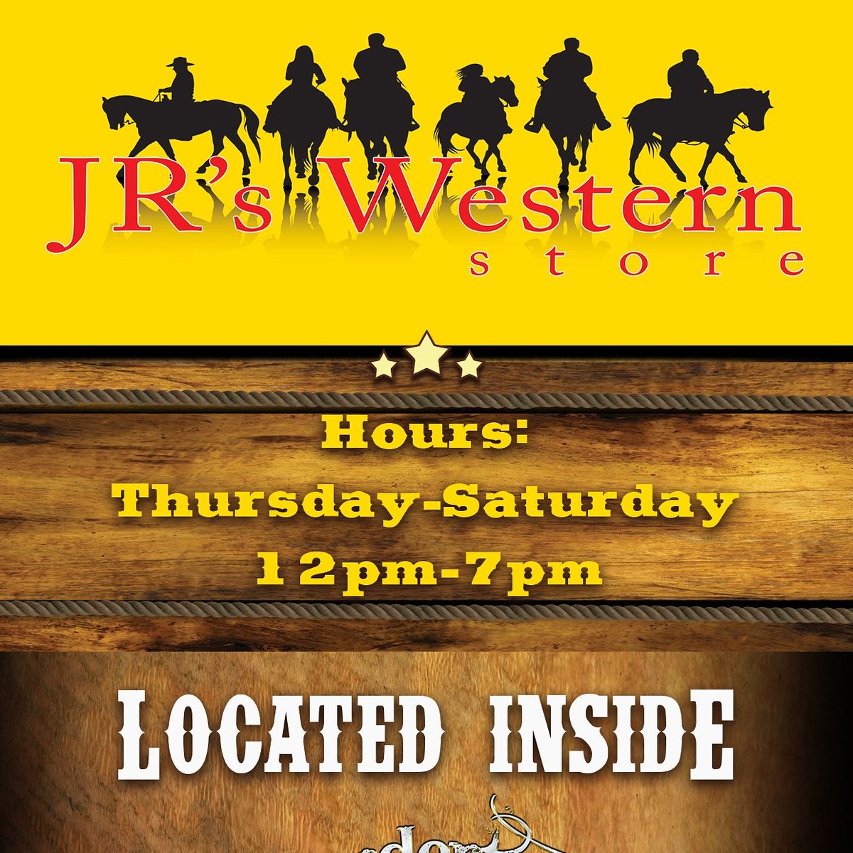 Make sure to stop by the all new JR's Western Store inside of BTCA!!