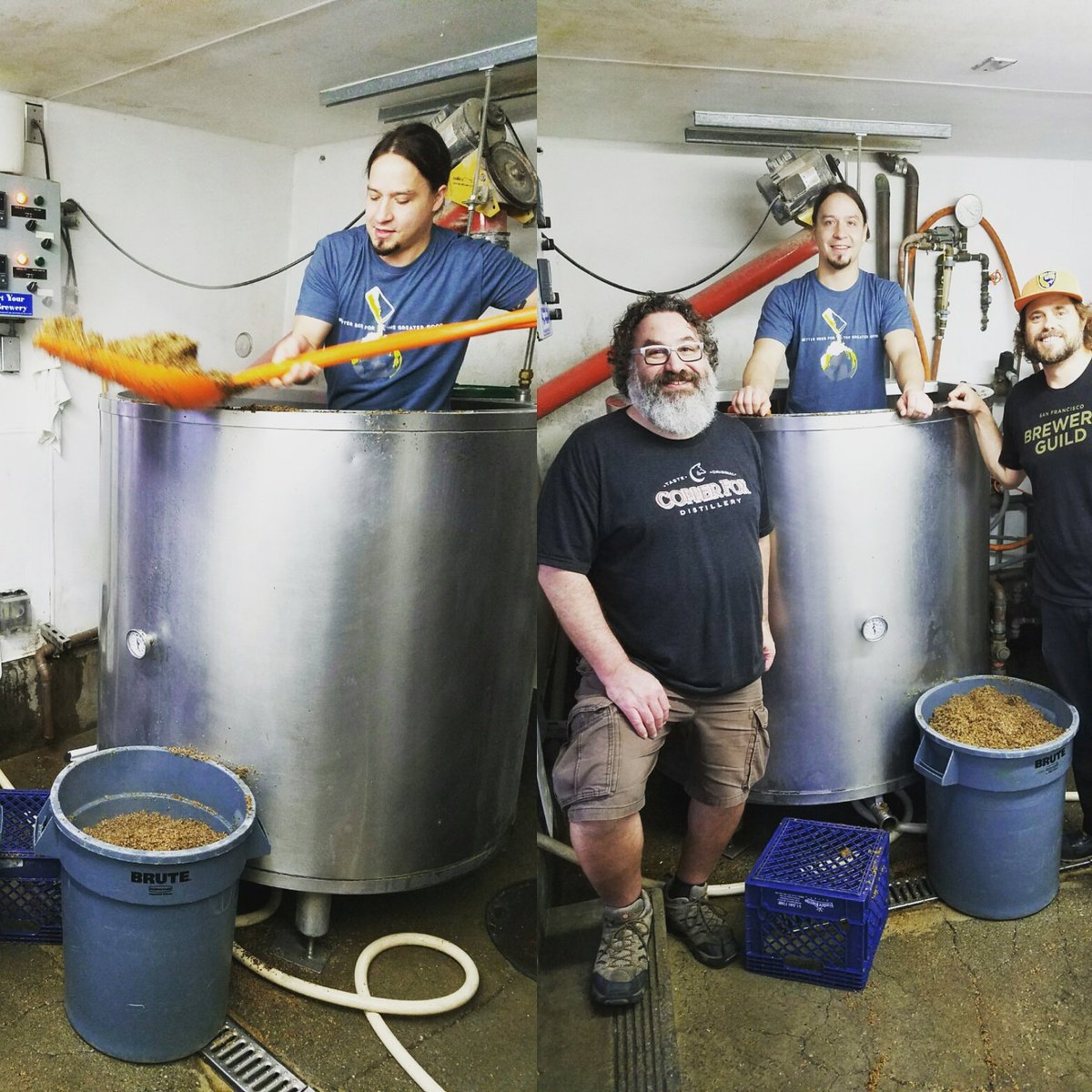ExNovoBrew's tweet photo. Ryan graining out the easy way! Our #SFBeerWeek collab with Dave and Darren from @magnoliabeer - come see us tonight @berkeleyfreehouse! https://t.co/nj20mjFuKQ