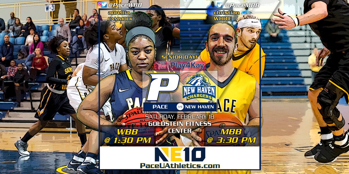 PaceUAthletics's tweet photo. Tomorrow is #SeniorDay and #Play4Kay Day as and #PaceMBB take on New Haven in #NE10 action at 1:30/3:30 pm! #GoPace @KayYowFund https://t.co/mJ8mdV55yW