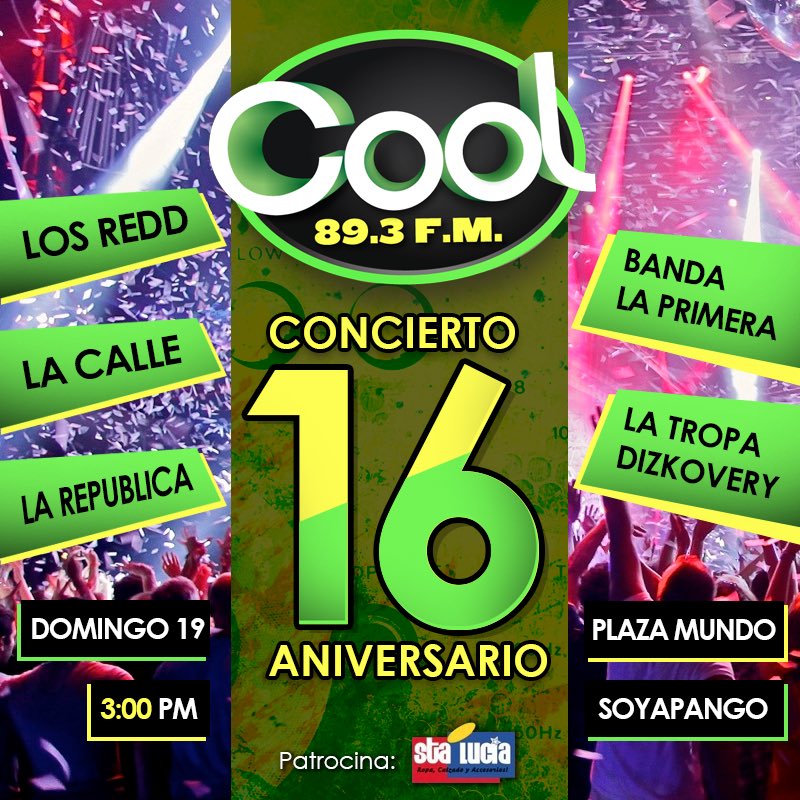 CoolFM893's tweet photo. No te lo pierdas, Domingo 19 de Febrero | 3:00 PM | Plaza Mundo Soyapango | 16 Años #XTo2La2 #COOLFM893 https://t.co/1HemcmSVm8