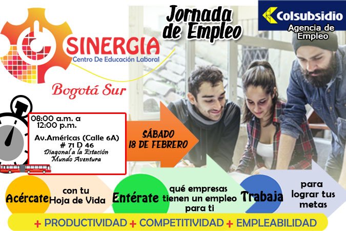 CELSINERGIA_SUR's tweet photo. @SenalColombia 1° Jornada del Empleo CEL SINERGIA BOGOTA SUR https://t.co/UDzoNh3AeD