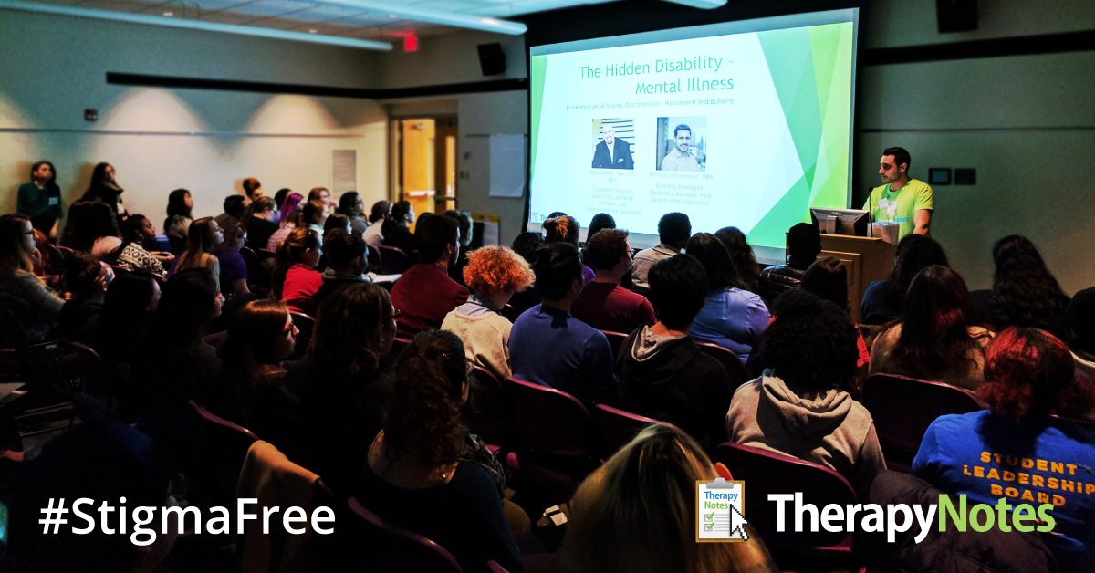 TherapyNotes's tweet photo. Two TN employees spoke at #ILCPhilly on mental illness, advocating inclusion, and being #StigmaFree. Thanks @campusphilly and @TempleUniv! https://t.co/yZRWS9ytfo