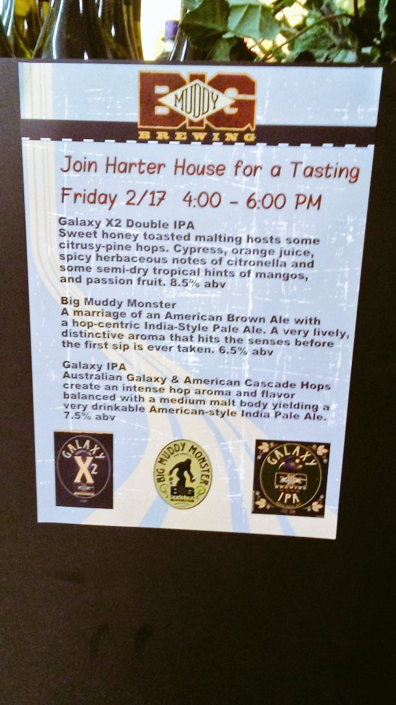 IntlBU's tweet image. Come on out to @HarterHouse in #Springfield Sample some @BigMuddyBrewing feat. 2 fantastic IPA's! Just dont forget to take some home!!! Tgif