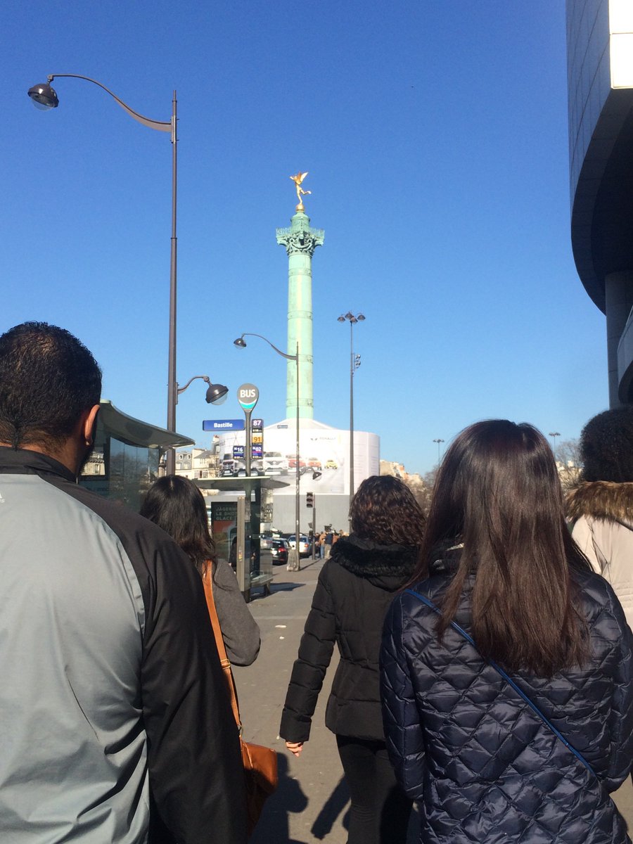 OGSNamosha's tweet photo. Bastille Walking tour. The excitement for the chocolates from Le Chocolat Alain Ducasse can be seen on the faces of the students. https://t.co/ODypKqg1Ud