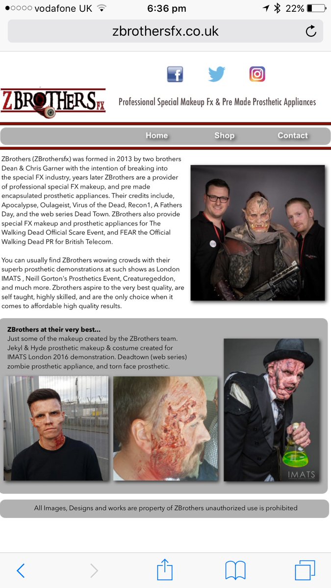 Web site is here log on and have a look new prosthetics to be added soon #TWDFamily #horror #prosthetics #Zombie