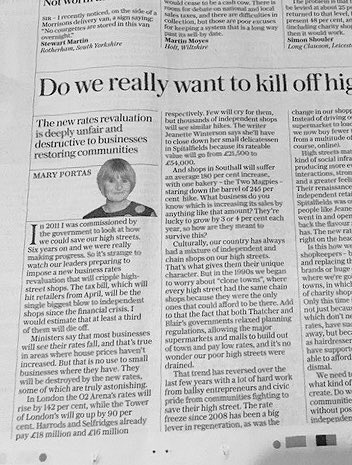 Thankyou <a href="/maryportas/">Mary Portas OBE</a> for championing small businesses (and us!) in your article about the crippling business rates about to hit #southwold