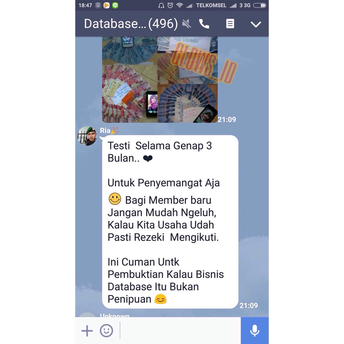 glowsdatabase's tweet image. TESTI,AYO JOIN BISNIS DATABASE PIN KOMVEKSI. MODAL CUMA 50K
NO TIPU"‼️Ask?
Line : alchiyo97 (atau pakai @) 
WA: 082176632315 #Databasemurah