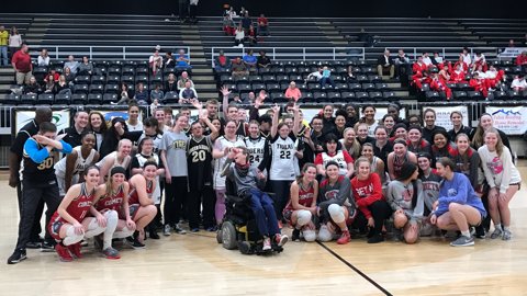 BA Special Olympians recognized before BA-Bishop Kelley girls game.