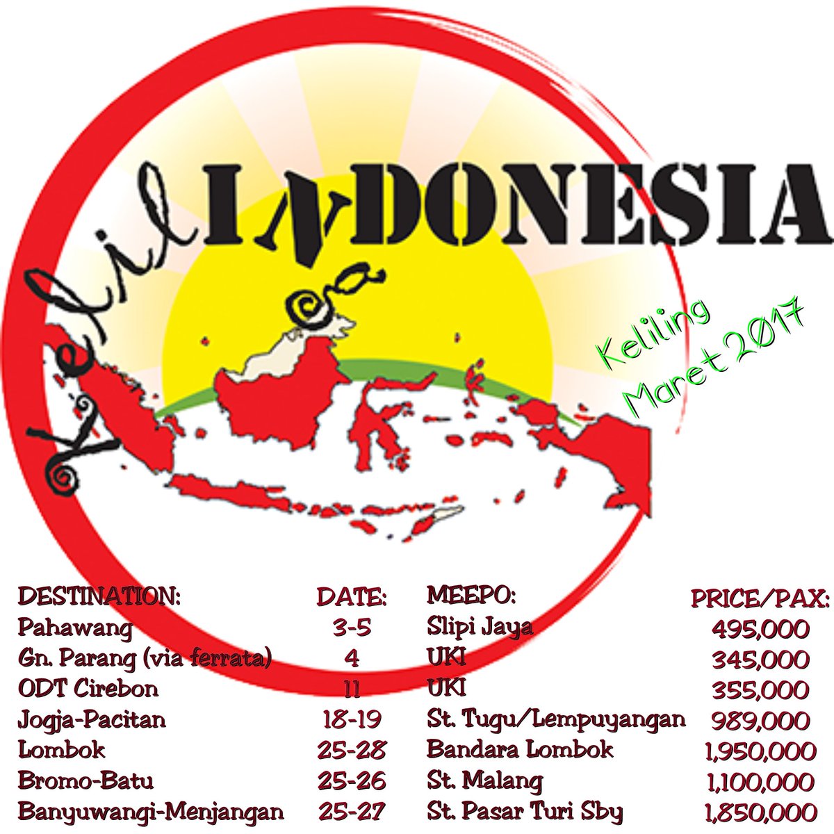 kel_indonesia's tweet photo. Join Keliling Maret 2017! Contact bio fo details. One step a thousand stories. #triptrus #tripmurah #OpenTrip #kelilingindonesia #backpacker https://t.co/ZhdSUm3lTB