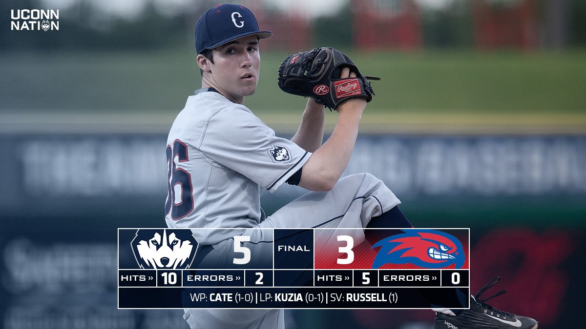 UConnBSB's tweet photo. What a way to start the season! #HookC

Cate: 7.1 INN 2H 0ER 13 K's
Susi: 2-4 2 RBI, first career HR &amp; 3B
Moriarty: 2-3 RBI 
Gnesda: 2-3 https://t.co/ShCkmBDYMZ