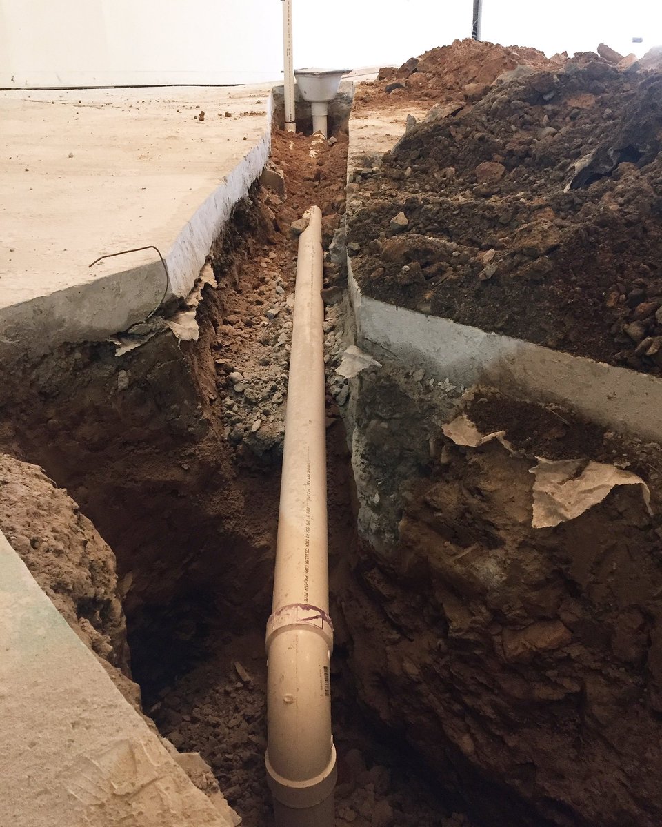 suspendedbeer's tweet photo. Floor drains were tied-in and piped-up today! #buildoutprogress https://t.co/aEozW8dZhx