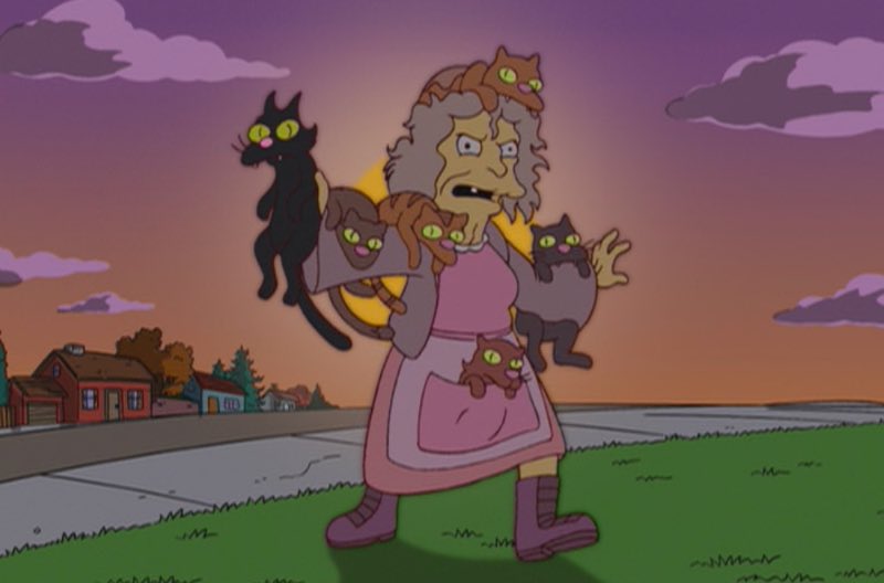 A Louca dos Gatos do desenho animado Os Simpsons. Fonte