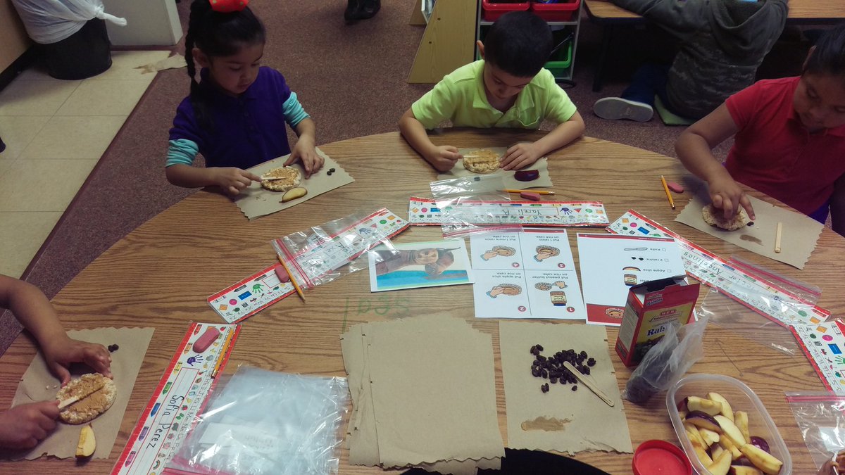 AbbieMata's tweet photo. Finished out our first week in #proceduraltexts with a peanut butter face snack! #BrAveLearns #ELAR #bilingualkinder #MrsCastillosclass https://t.co/ng7E5Sb6Vn