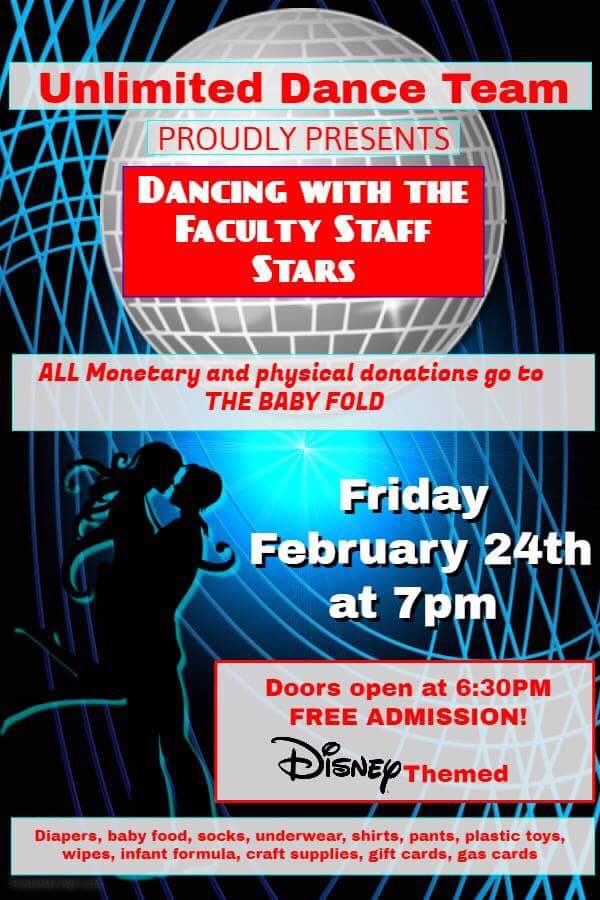 We're just 1 week away from our annual Dancing With The Faculty And Staff Stars show! Come out and cheer on your favorite teams!