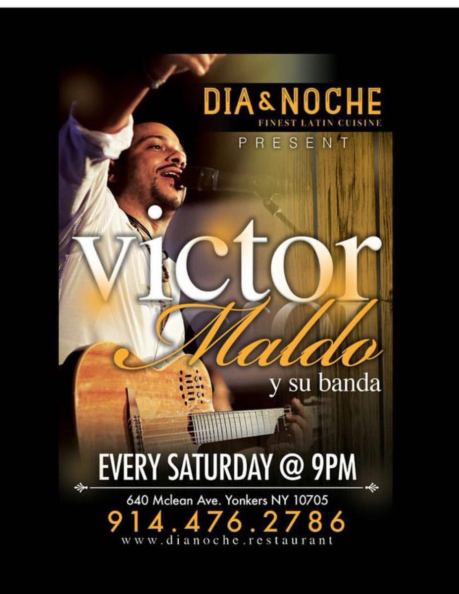 DiaynocheRest's tweet photo. #diaynocherestaurant
Saturday night is a only a day away. Which means its Victor Maldo and his live band. Only at Dia Y Noche. https://t.co/TsXmgk0heD