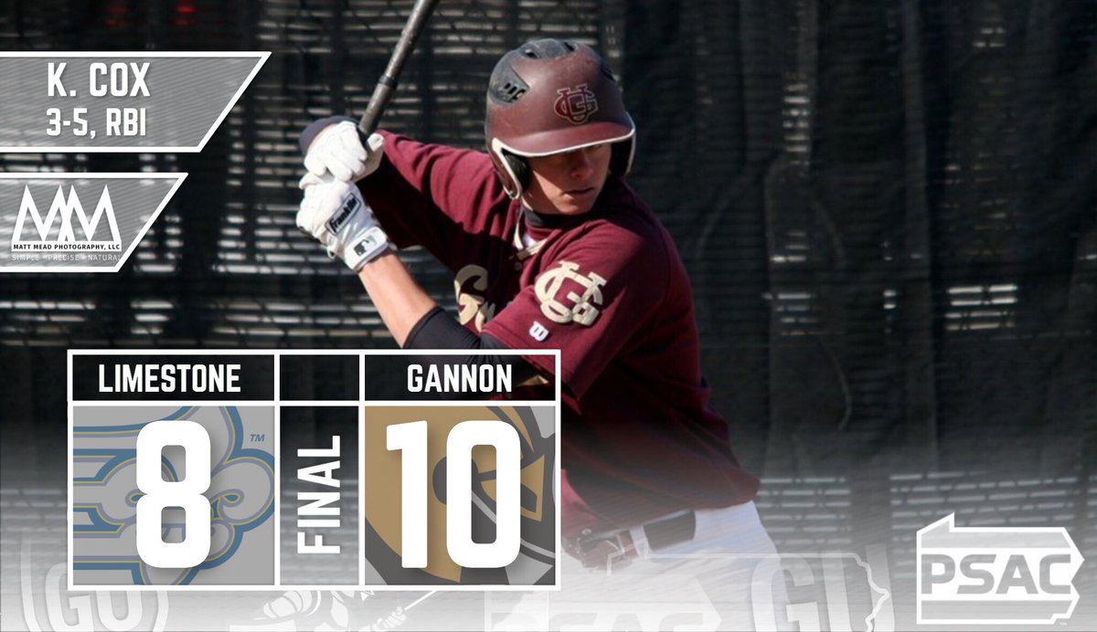 GUKnights's tweet photo. Gannon WINS!

Gannon (1-1) - 10
Limestone (7-4) - 8

Golden Knights split doubleheader against Limestone. https://t.co/DTfyhzfhXU