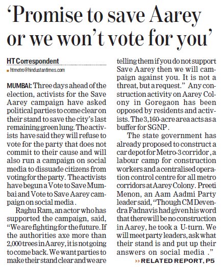 AAPInNewsMH's tweet photo. ‘Promise to save Aarey or we won’t vote for you’ @tweetfromRaghu @VishalDadlani https://t.co/FuK3IvfzmP