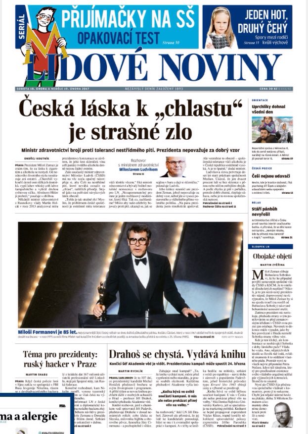 Today\s front page photo Happy Birthday Milos Forman! 