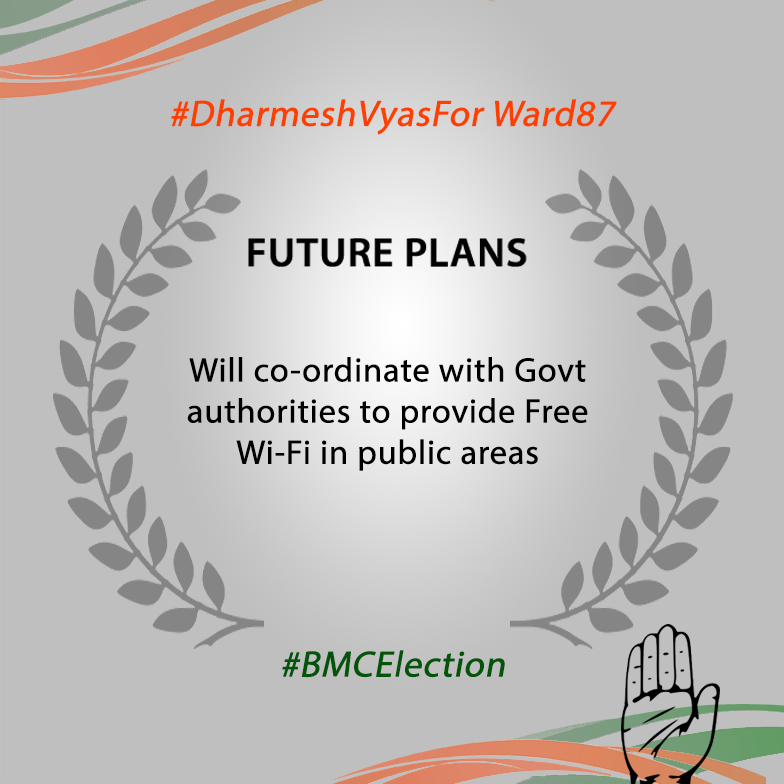 #AdvDharmeshVyas, future plans for the upliftment of people residing in #Santacruz. 
#DharmeshforWard87 #BMC #Election #Vote #Mumbai