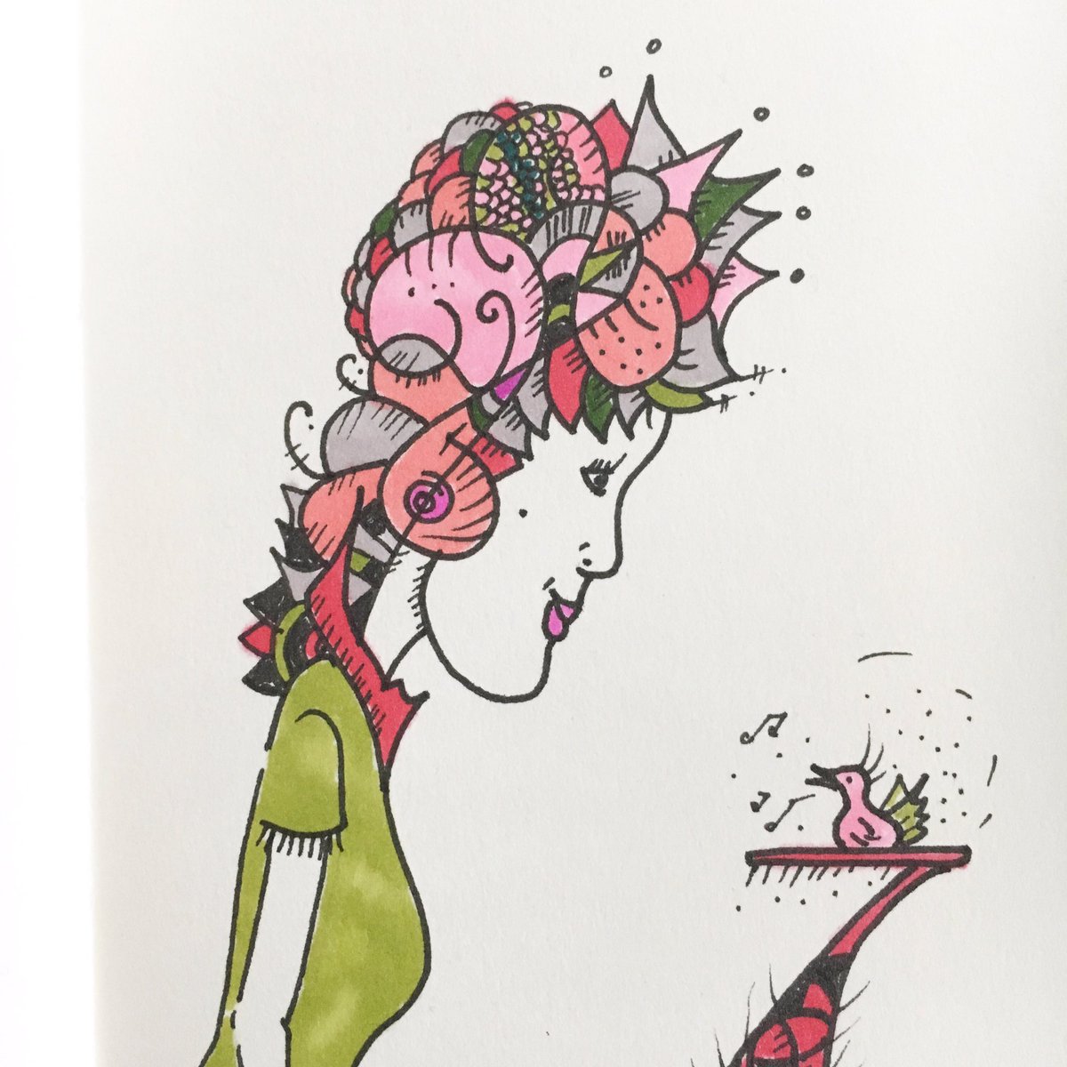 DecyDesign's tweet image. We listen... #illustration #art #gallery #women #birds #doodle #draw #pencil #sketchbook