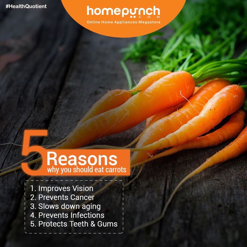 Homepunch's tweet photo. #HealthQuotient
Carrots are a great source of Vitamin A. It is known to slow down aging. 
#Healthy https://t.co/lIXvO5OPn3