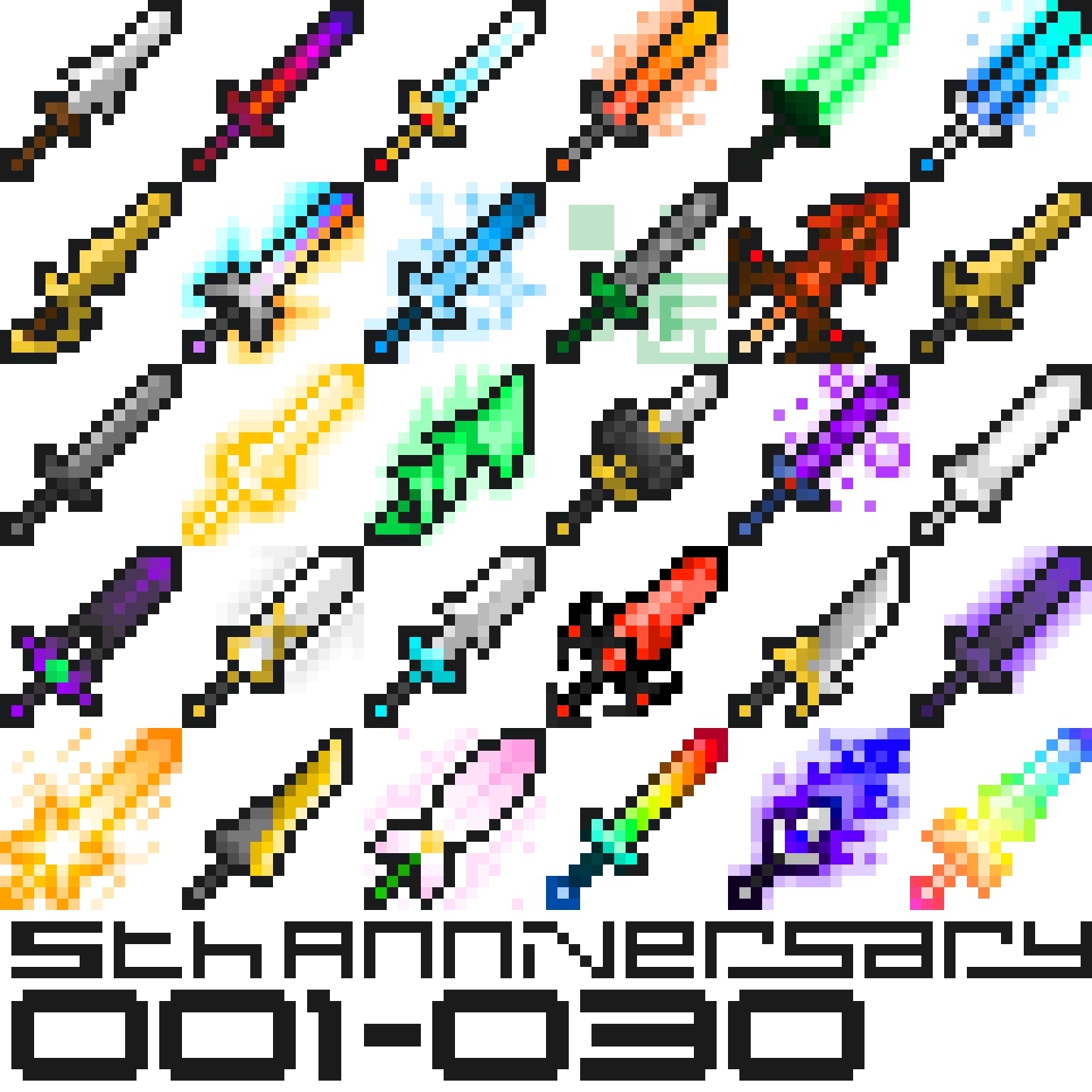 Twitter 上的 Vxl 作曲歴5年の癖してようやくpcで作曲し始めた男 8bitpainter Pixelart ドット絵 Icobo5周年 自作マイクラ剣 自作マイクラ剣 Revival Of Begin Icobo Amp 自作マイクラ剣5周年 自作マイクラ剣 初期の頃に描いた30本の剣をリメイクしてみました
