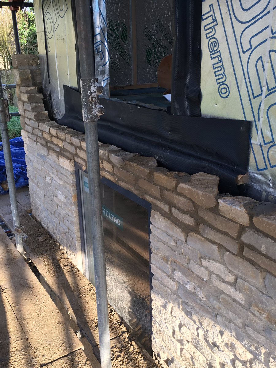 createyournest's tweet photo. Beautiful quarried Cotswold stone being applied to latest project near Cirencester #craftsmanship #nestteam #timberframeconstruction https://t.co/fyNzS1aOiw